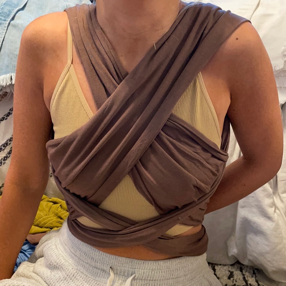 Brown wrap tops